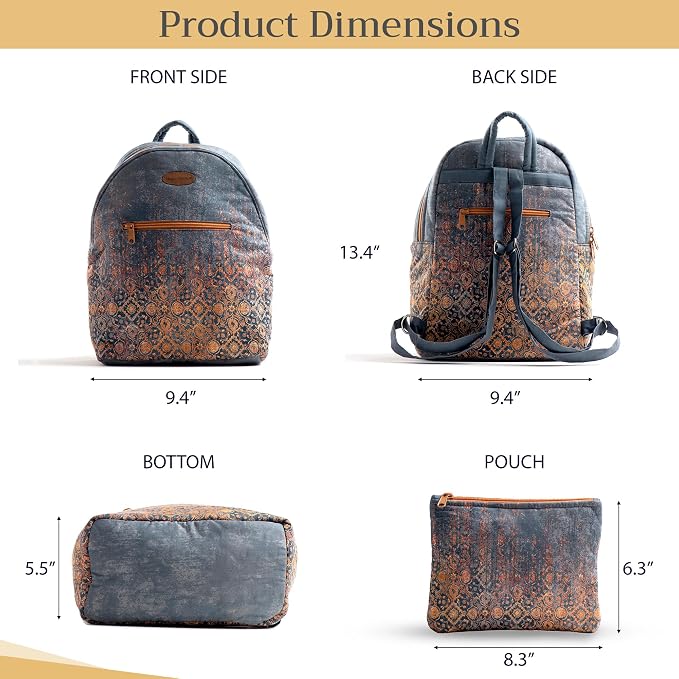 Maison d' Hermine Backpack for Women Men Cotton Shoulder Multipurpose Rucksack with Small Pouch Lightweight Multi Pocket Bag for Travel Work Beach Perfect for Spring Summer (Imperfection) - Image 5