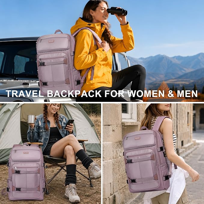 PIJUSHI Casual Travel Backpack for Women with 16" Padded Laptop Compartment | Carry On Luggage with USB Charging Port, 1680D Water-Resistant Nylon, Airline Approved, For Daily, Hiking - Image 2