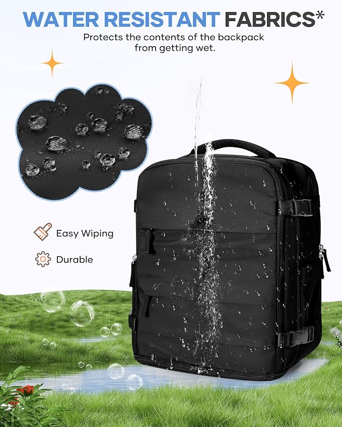 coofay Large Black Travel Backpack Carry on Flight Approved Mochila De Viaje Personal Item Backpack for Airlines Frontier Airlines Personal Item Bag Large Backpacks for Travel Backpacks for Men Women - Image 9
