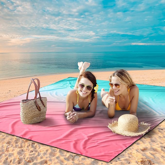 WIWIGO Beach Blanket Waterproof Sandproof Beach Mat 79" X 83"/10'x9'for 2-8 Adults Quick Drying Outdoor Picnic Mat Beach Accessories for Travel, Camping, Hiking - Image 6