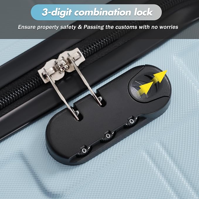 Merax Luggage Set,6 Piece Suitcase with Bags,Lightweight Carry on Luggage | 14/20 IN Airplane Approved,24/28IN Hardside Suitcase with Double Spinner Wheels Handle Password Lock,Light Blue - Image 6