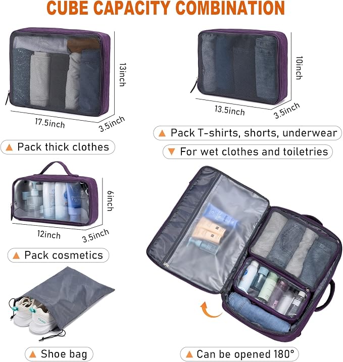 LOVEVOOK Carry on Backpack, 45L Large Travel Backpack for Women Airline Approved, Expandable Large Suitcase Backpacks With 4 Packing Cubes, Aer Travel Pack 3, Water Resistant Weekender Bag - Image 3