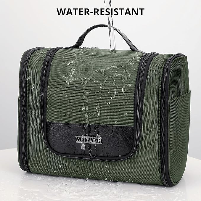 WITZMAN Toiletry Bag for Men Nylon Hanging Water-resistant Shaving Dopp Kit | With Dry-wet Separation Pocket, Multi-pockets for Organized Storage, Lightweight, For Travel, Bathroom, B690 Army Green - Image 7