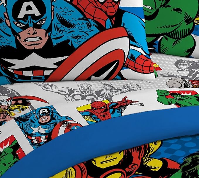 Jay Franco Kids Sheet Set with Fitted, Flat Sheets & Pillow Cover - Ultra-Soft Bedding with Pillowcase for Room Decor, White - Avengers, 4 Piece Full - Image 9