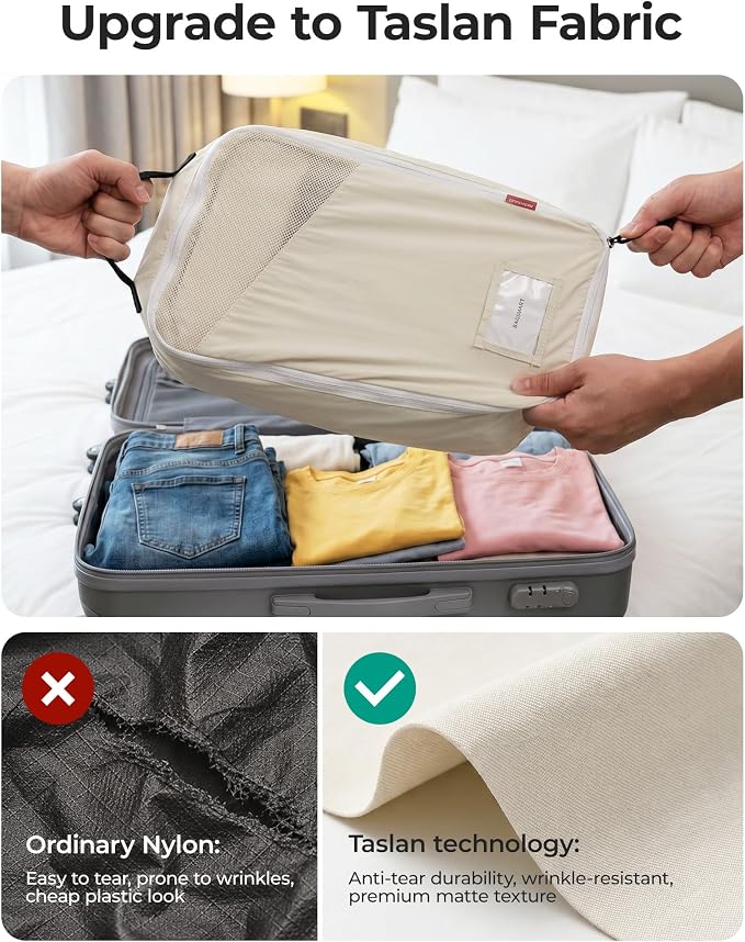 BAGSMART 6 Set Packing Cubes for Travel with Budget Airline Neck Pillow | Travel Essentials, Premium Compression Luggage Organizers for Suitcase, Ultimate Budget Airline Hack, 100% Personal Item Safe - Image 3