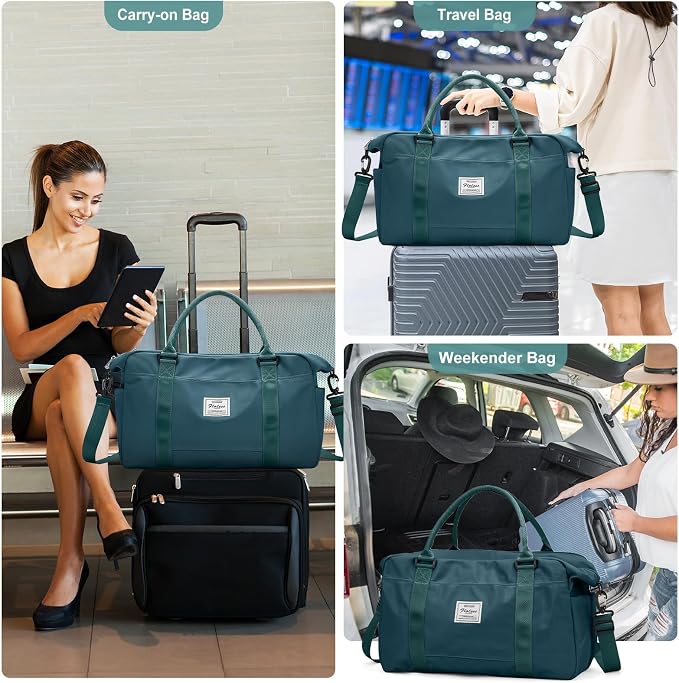 Travel Duffel Bag, Carry On Overnight Weekender Bags for Women | Travel Bag with Wet Pocket & Trolley Sleeve, For Spirit Airlines 18x14x8 Personal Item Bag - Image 7