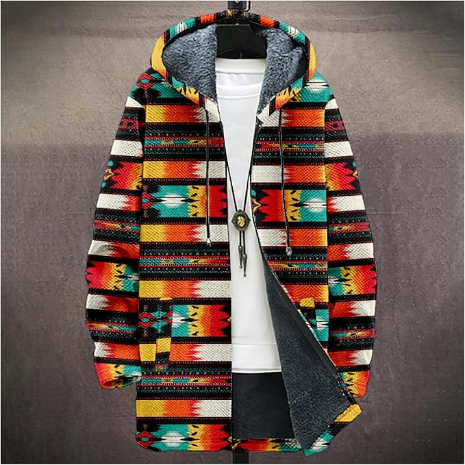 Full Zip Hoodies for Men Long Fleece Lined Knitted Hoodies with Pockets Fashion Coat Warm Cardigan for 2024