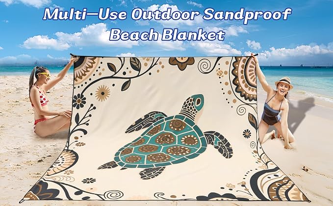 WIWIGO Beach Blanket Waterproof Sandproof Beach Mat 79" X 83"/10'x9'for 2-8 Adults Quick Drying Outdoor Picnic Mat Beach Accessories for Travel, Camping, Hiking - Image 6