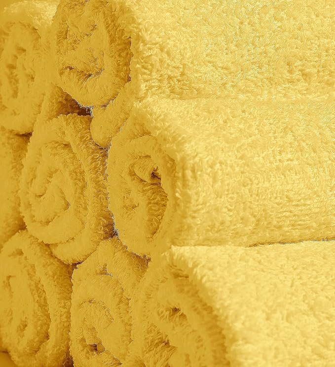 100% Cotton Washcloths 60 Pack (12x12 Inches) Soft, Highly Absorbent Washcloth, Face Towels, Wash Cloths for Face, Ring Spun, Bulk Pack (Yellow) - Image 8