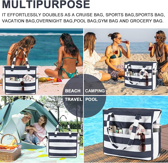Bluboon Waterproof Beach Tote Pool Bags for Women Ladies Extra Large Carry On Bag With Wet Compartment for Weekender Travel - Image 5