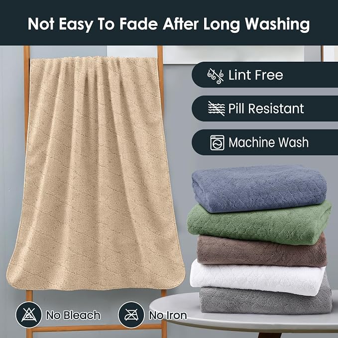 JML Microfiber Bath Towels, Oversized, Ultra Soft, Super Absorbent and Fast Drying, No Fading Large Bathroom Towel Set for Sport, Travel, Fitness, SPA and Yoga (Coral Fleece - Camel, 30 in x 60 in) - Image 7