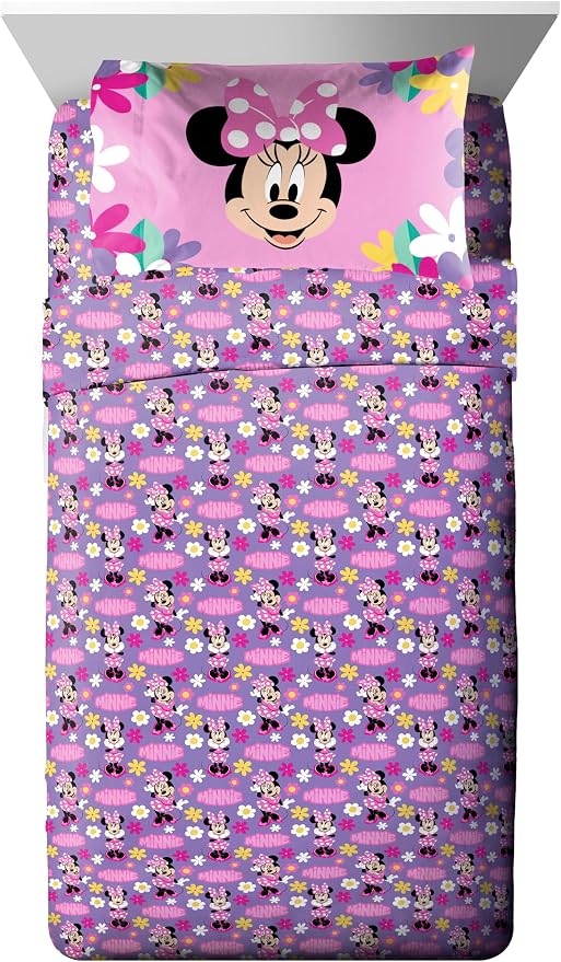 Disney Minnie Mouse Twin Comforter Set 5 Piece Kids Cartoon Bedding, Pink | Bed in a Bag, Comforter Sheets Sham Pillowcase, Official Brand, Soft Microfiber, Machine Washable, Easy Care, Girls Gift - Image 5