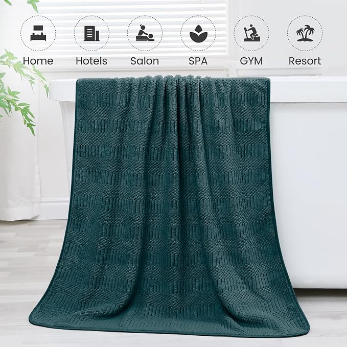 JML Microfier Bath Towels Set of 2, Large Microfier Body Towel for Adult, 30" x 60", Oversized, Soft, Super Absorbent, Fast Drying, Use for Sauna,Gym,Sport, Fitness, Yoga, Diamond Cross Grid Teal - Image 7
