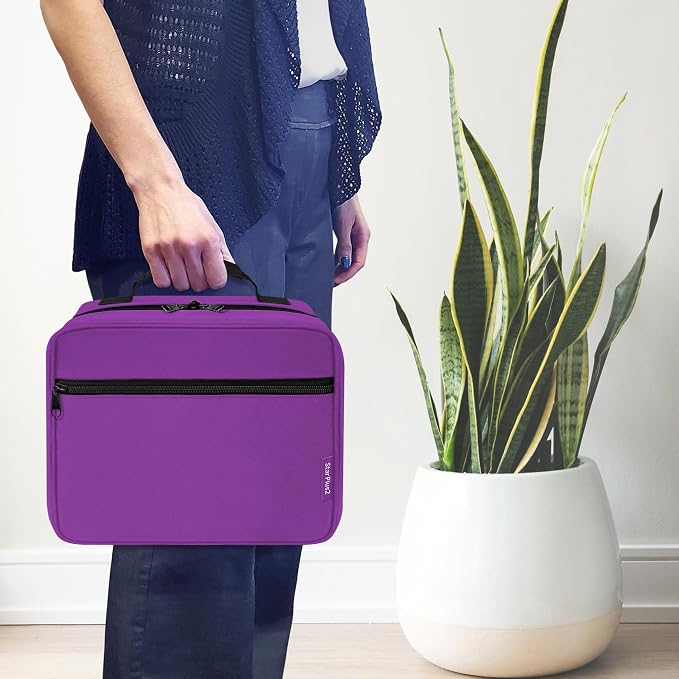 Large Pill Bottle Organizer & Medicine Bag for Travel, Purple | Prescription bottle organizer with 10 bottle pockets and padded storage for medication bottles, supplements, vitamins - Image 6