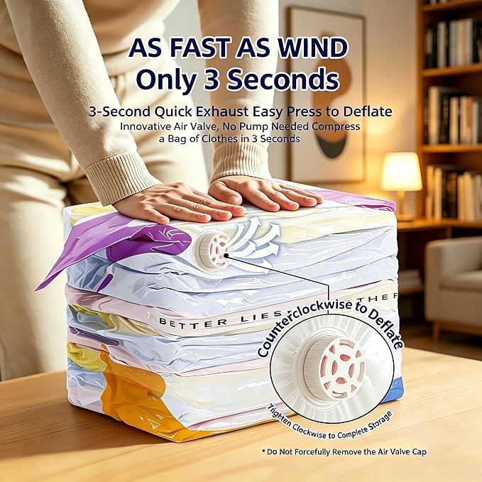 Pump-Free Compression Bags, Jumbo Airtight Storage for Comforters & Bedding (5 PCS, Medium) - Image 8