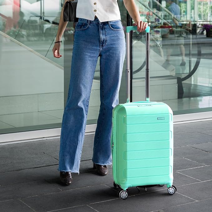Traveler's Choice Pagosa Hardshell Expandable Luggage with Spinner Wheels, Mint, 2-Piece Set (22/27) - Image 3