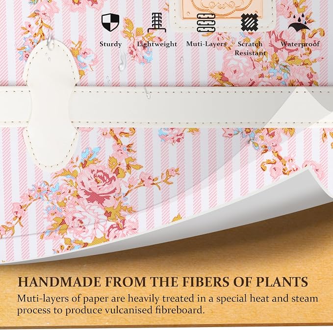 COTRUNKAGE Vintage Trunk Luggage Set Carry On Suitcase for Women (13" & 20", Pink Floral) - Image 2