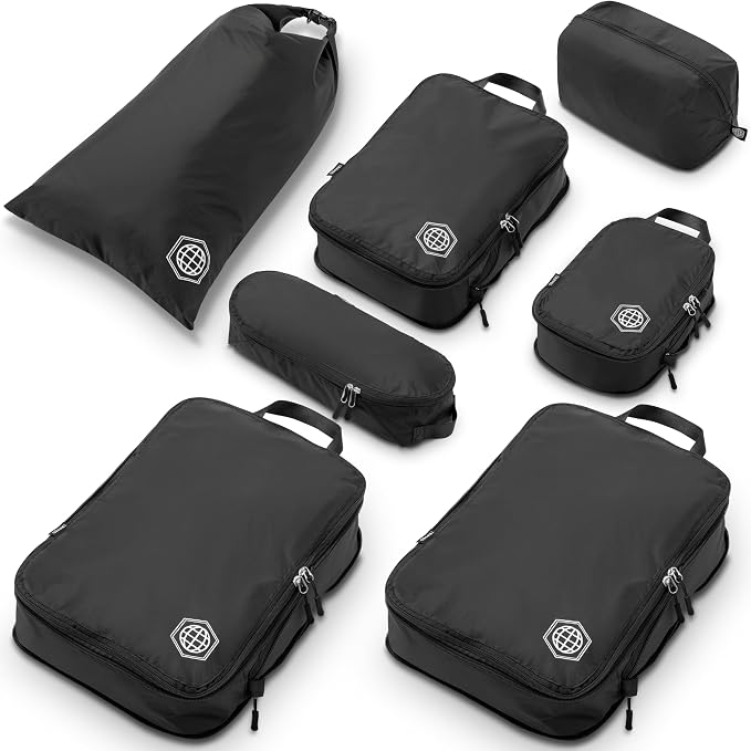 Large Compression Packing Cubes for Travel-Packing Cube Luggage Organizers 7 Piece Set for Checked Luggage-Ultralight, Expandable/Compression Bags by TRIPPED Travel Gear (Black) - Image 6