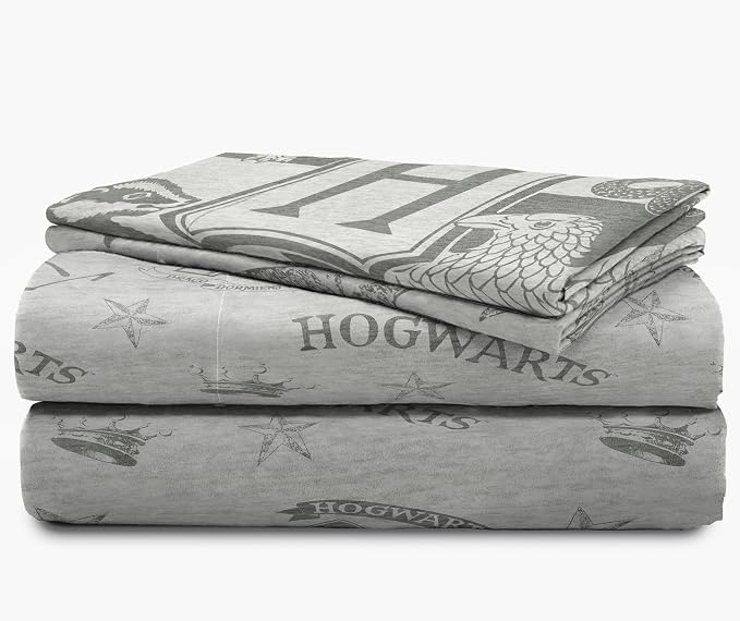 Jay Franco Kids Sheet Set with Fitted, Flat Sheets & Pillow Cover - Ultra-Soft Bedding with Pillowcase for Room Decor, Gray - Harry Potter, 4 Piece Full - Image 5