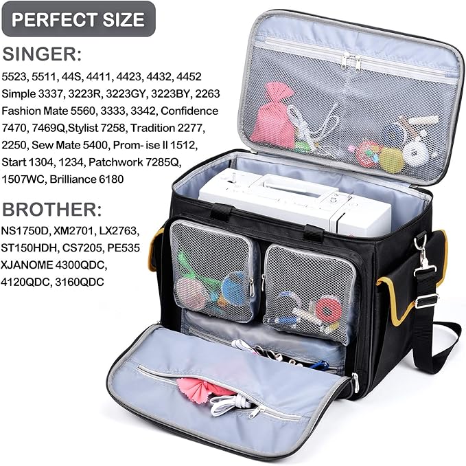 CAB55 Sewing Machine Case - Carrying Bag with Removable Padding, Tote for Machine and Accessories - Image 3
