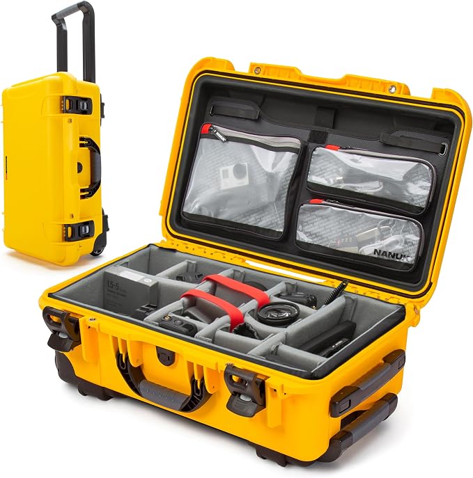 NANUK 935 Pro Photo Kit – Waterproof Travel Camera Hard Case with Padded Dividers and Wheels, 22” x 14” x 9” - Dustproof and Impact Resistant, Airline Carry-On Approved – Yellow by NANUK