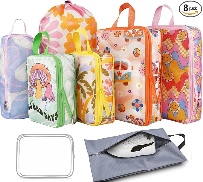 8 Pcs Compression Packing Cubes Travel for Suitcases, Waterproof Luggage Organizer Washable Storage Bags Set for Backpack Travel- Packaging Cubes for Carry-Ons and Storage by Hitanfe