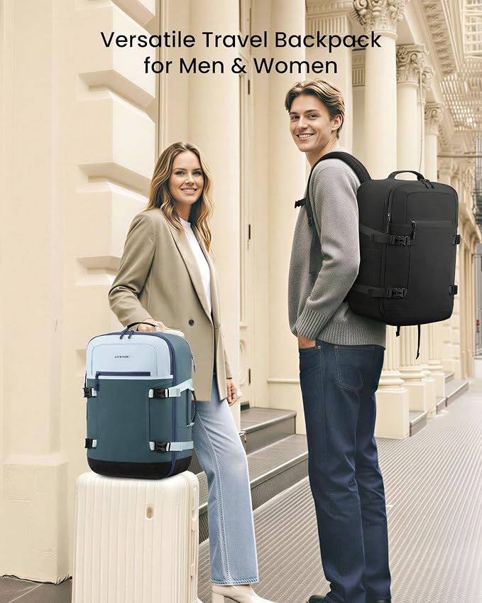 LOVEVOOK 40L Travel Backpack for Women & Men, Airline Approved Carry On Backpack with 3 Packing Cubes, TSA Personal Item Bag, Waterproof Weekender Overnight Backpack Fits 17" Laptop - Image 2