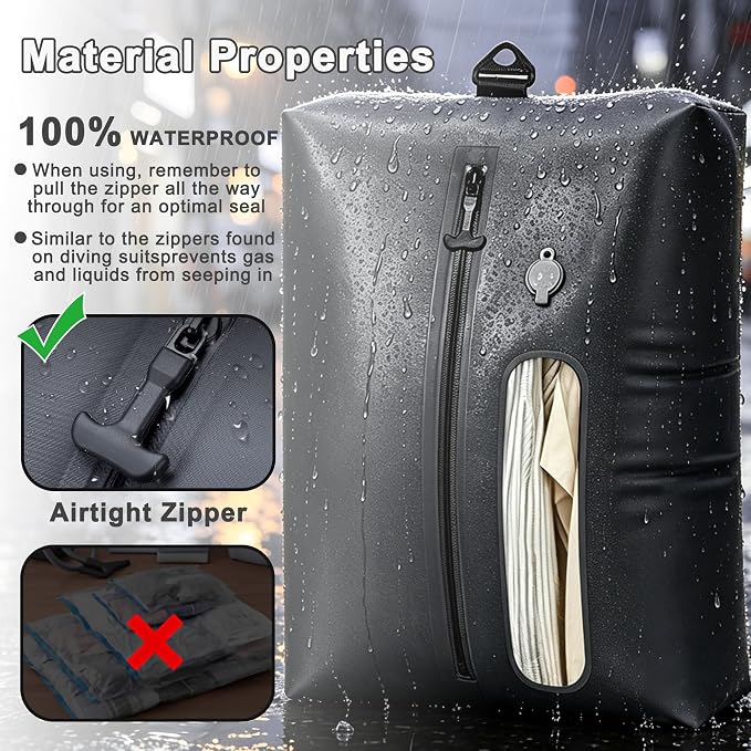 MYDAYS Vacuum Bag for Travel, Professional IPX8 Waterproof Reusable Vacuum Compression Bags for Travel Suitcases, Durable Space Saver Bag(2 PACK,With Pump) - Image 3