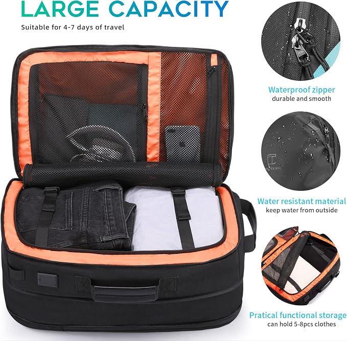 TANGCORLE Vacuum-Compressed Travel Backpack: Expandable, Airline-Approved Laptop Backpack—Unisex Business Backpack - Image 4