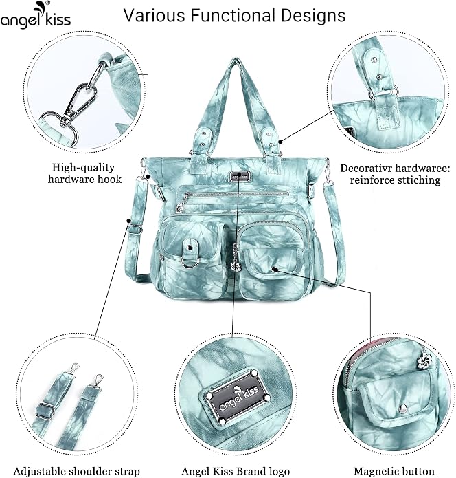 Angelkiss Purses Handbags for Women PU Tote Satchel Bags for Women Pockets Shoulder Bags… | PU - Image 5