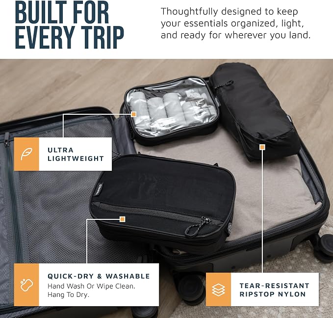Toiletry Bag Kit 3 Piece Set: Hanging Travel Toiletry Bag + 311 TSA Cosmetic Liquid Bag + Accessory Organizer Pouch - Image 2