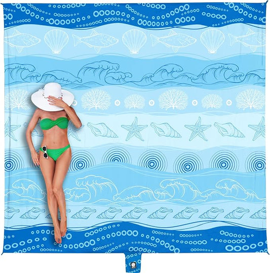 WEKAPO Beach Blanket Waterproof Sandproof Oversized Extra Large Sand Free Beach Mat with Stakes, Storage Bag - Essentials for Outdoor Beach, Picnic (Bohemian Starfish, 8 X 7 FT (1~4 Person)) by Wekapo