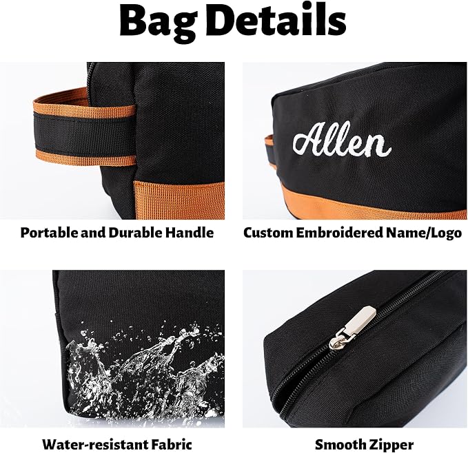 Travel Duffle Bag Set for Men Boys Personalized Weekender Overnight Bag with Embroidered Name - Custom Canvas Duffle Bag with Toiletry Bag and Shoe Compartment for Travel Trip Workout (Black) - Image 6