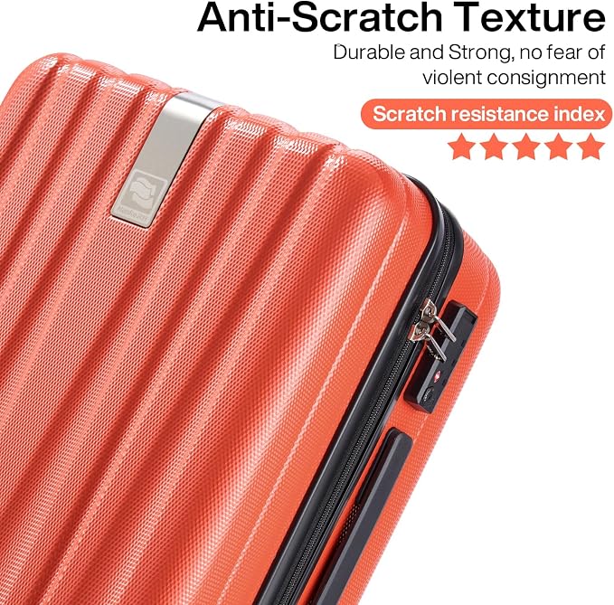 Hanke Luggage Sets 2 piece Carry On Luggage with Wheels PC Hard Shell Suitcases Lightweight Checked Travel Luggage Large Travel Suitcase Woman Men 20/29 Inch （Orange） - Image 6