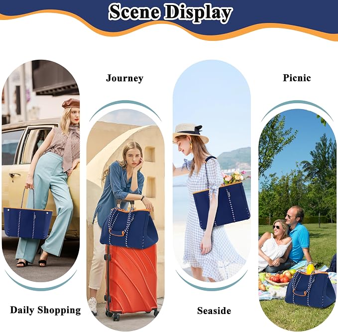 QOGiR Neoprene Multipurpose Beach Bag Tote with Inner Zipper Pocket … … … … - Image 3