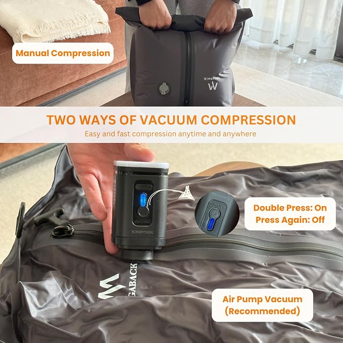 Vacuum Bags for Travel, IP67 Reusable Vacuum Seal Bags for Clothing with Electric Pump, Vacuum Seal Packing cube for Suitcases, Backpack & Travel (1PC+Pump) - Image 6
