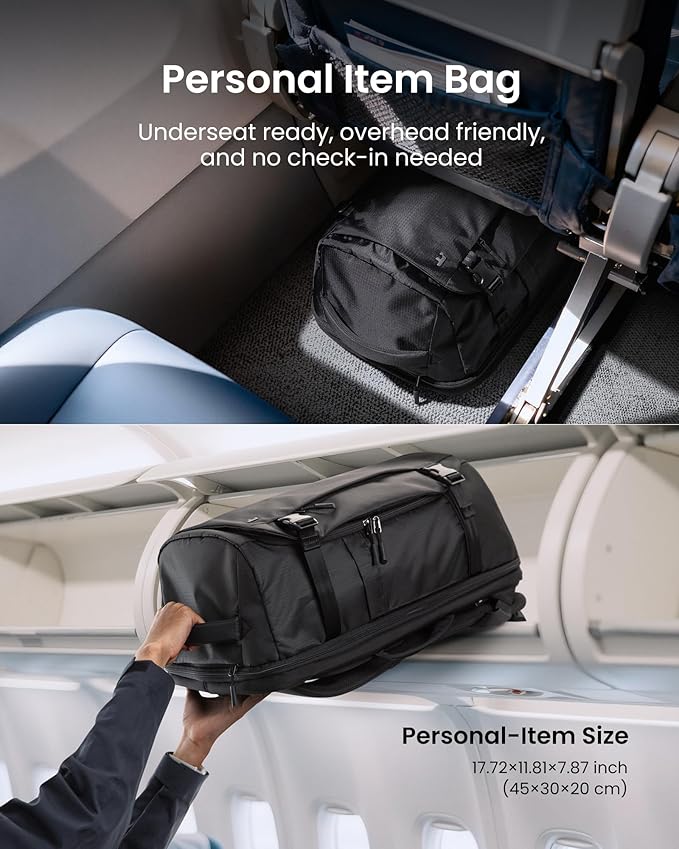 tomtoc 28/40L Travel Backpack, TSA Carry On/Personal Item Bag Flight Approved, Water-resistant Carry on Luggage, PFAS Free - Image 4