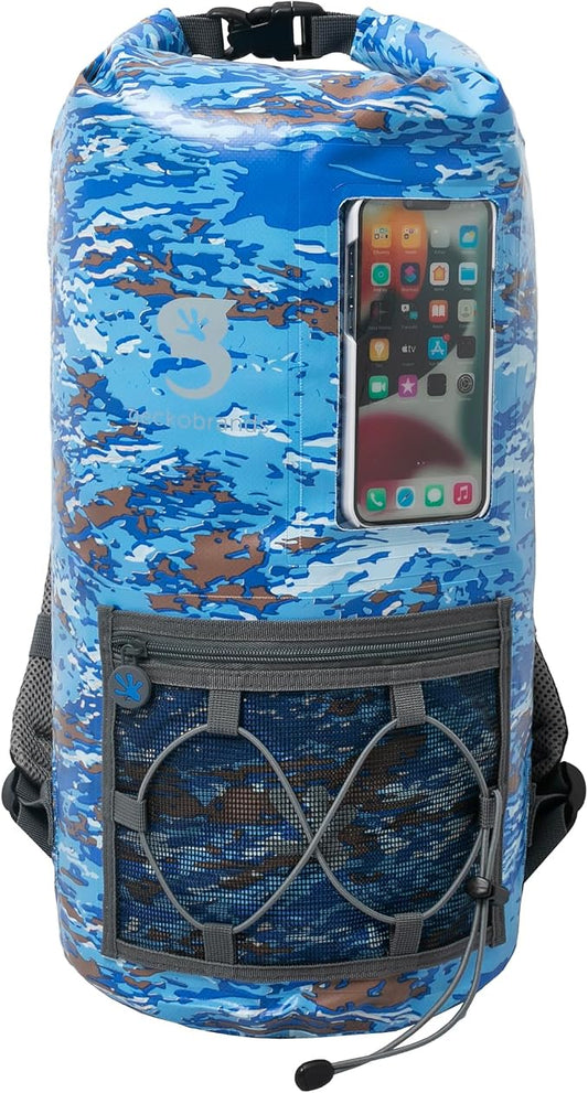 geckobrands Hydroner 20L Waterproof Dry Bag Backpack – Lightweight Roll-Top Bag with Clear Phone Pouch for Outdoor Activities by geckobrands