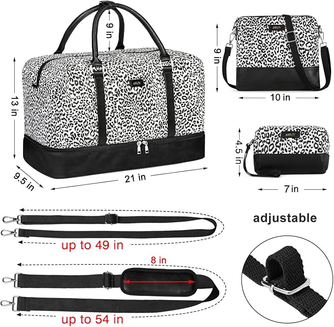 IBFUN Weekender Bags for Women, 21" Weekender Travel Bag, Travel Duffle Bag with Shoe Compartment Carry on Overnight Duffel Bag for Weekend Travel Business Trip, 3PCS - Image 6