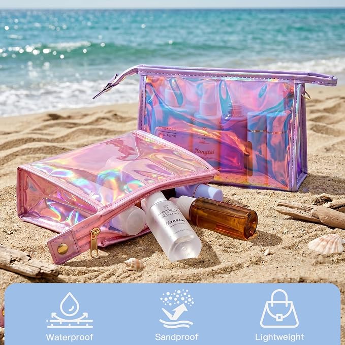 Iridescent Waterproof Beach Tote Bag for Women Large Jelly Tote Bag for Summer Travel Vacation Swim Pool - Image 5