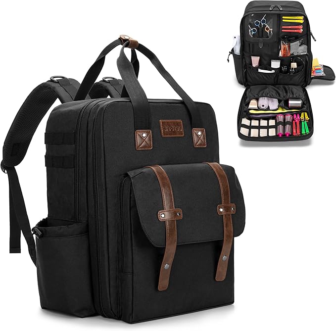 BAFASO Large Capacity Barber Case, Travel Hairdresser Bag, Black | Holds Various Hair Cutting Tools. by BAFASO