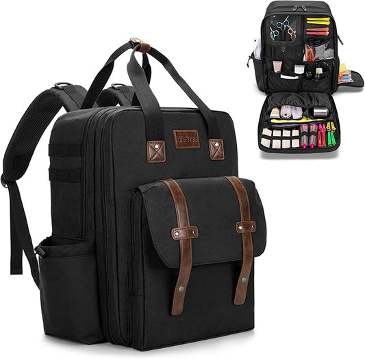 BAFASO Large Capacity Barber Case, Travel Hairdresser Bag, Black | Holds Various Hair Cutting Tools. by BAFASO