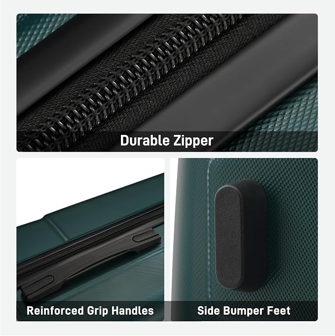 Merax Luggage Sets 3 Piece, Suitcases with Spinner Wheels,Dark Green | Lightweight Travel Luggage with Lock, ABS Hardshell Suitcase Set 20/24/28 IN - Image 6