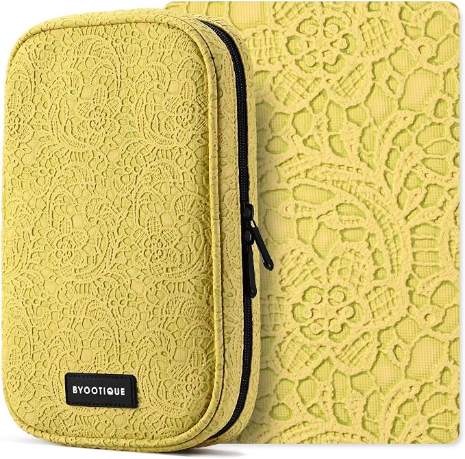 BYOOTIQUE Makeup Brush Bag Organizer Portable Multi Brush Holder Hand Bag | Travel Makeup Artist Bag,Cosmetic Organizer Pouch Zipper Bag,with Removable Mesh,for Brushes Cosmetics,Yellow by BYOOTIQUE