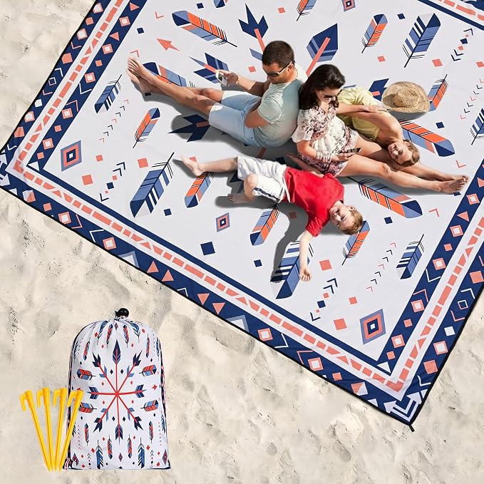 HIHOHO Beach Blanket Waterproof Sandproof Extra Large Beach Mat 79" X 83"/120"x108"for 1-8 Adults Quick Drying Durable Outdoor Picnic Mat for Beach Travel Camping Hiking - Image 6