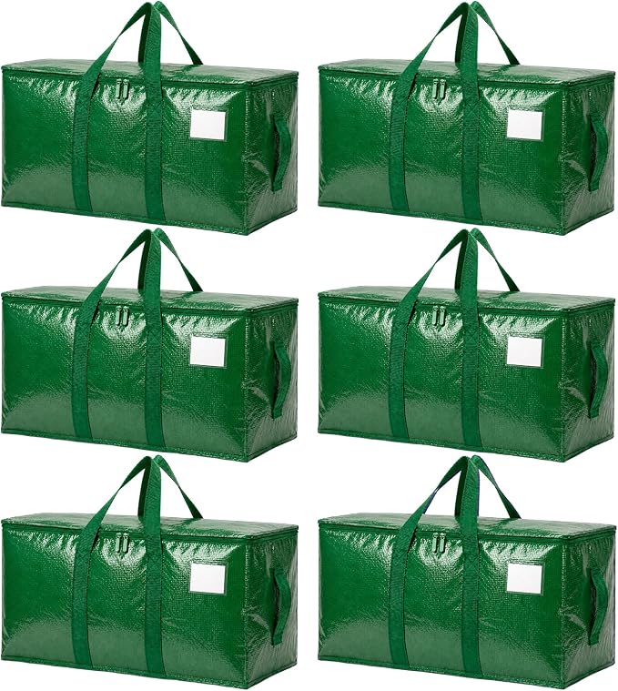 Songrey Heavy Duty Moving Bags, 6 Pack Large Storage Bags with Zipper & Handles, Waterproof Totes Bags for Clothes Packing, Moving, College Supplies, Home Organization by Unknown