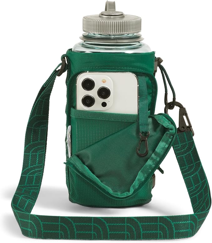 The North Face Borealis Water Bottle Holder - Adjustable Strap, Water-Repellent Finish, External Pocket with Key Hook, Evergreen/Hunter Green, One Size | Adjustable Strap, Water-Repellent Finish, External Pocket - Image 3