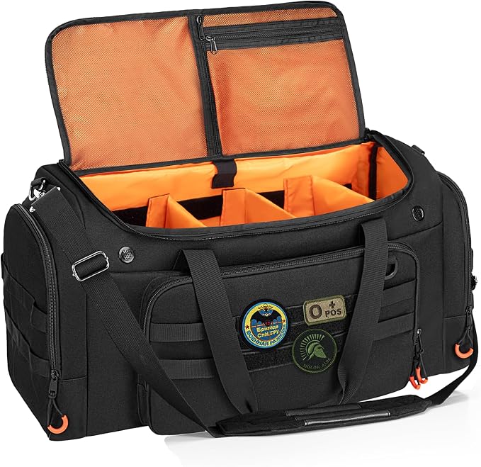 DSLEAF Tactical Sneaker Duffle Bag for 4 Pairs of Shoes, Sneaker Travel Bag with 3 Adjustable Dividers with Multiple Pockets, Detachable Shoulder and TSA Carry-on Approved Size by DSLEAF