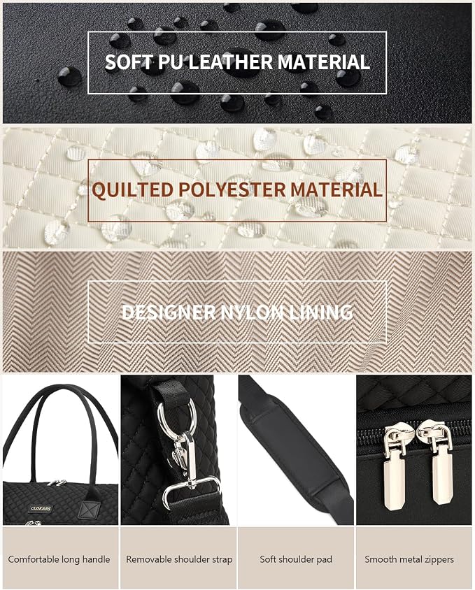 Weekender Bags for Women, Travel Duffle Bag Carry On Overnight Bag with Cosmetics Bag and Crossbody Purse for Gym Hospital, Gifts for Women, Black - Image 6