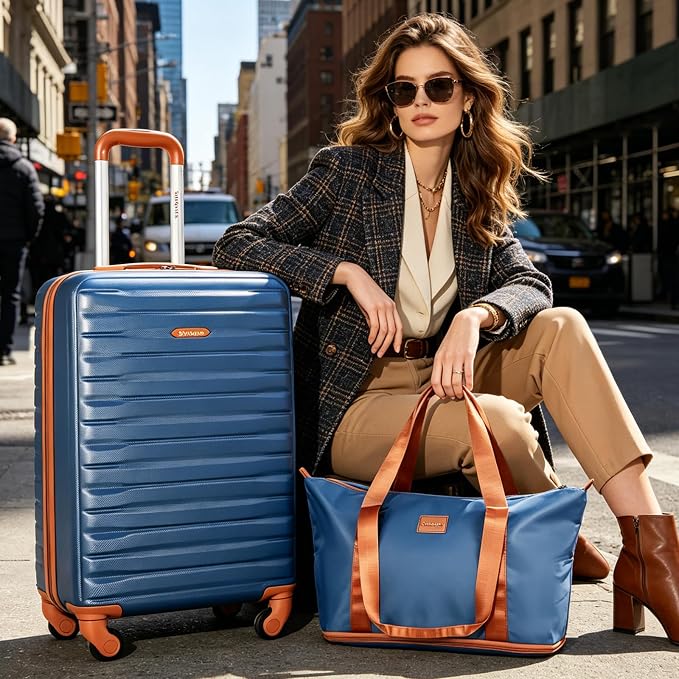 3 Piece ABS+PC Luggage Set, Carry On with Spinner & Duffle | 20" Carry-On + Waterproof Underseat Duffel + Toiletry Bag. 360° Spinner Wheels,Fits Overhead Bins,For Business & Travel - Image 2